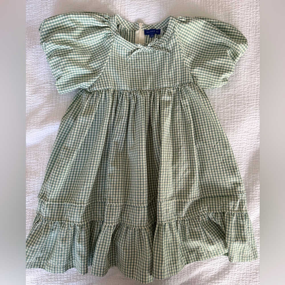 Maison Me Green Gingham Dress, size 5